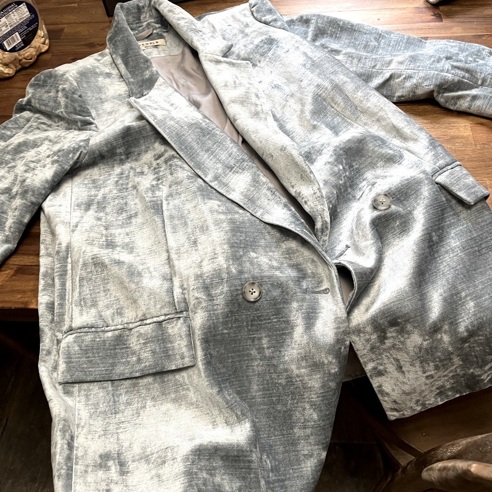 Pale platinum iced crushed velvet Free People Blazer